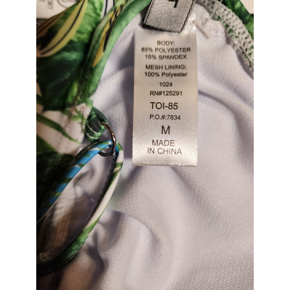Tahari One piece Swimsuit Bathing Suit Keyhole MEDIUM Tropical Green Leaf Palm - Picture 10 of 16